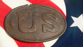 Dug Civil War Us Cartridge Box Plate Found In Va Cased In Glass Top Riker