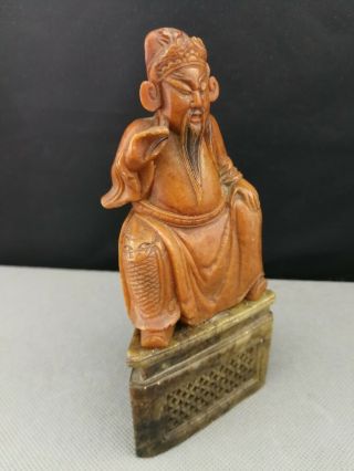 19th Chinese deep carved soapstone Figure - rare 4