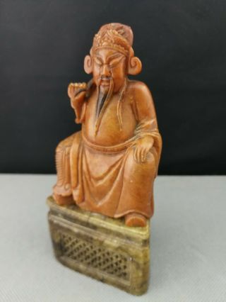 19th Chinese deep carved soapstone Figure - rare 5