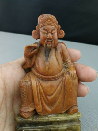 19th Chinese deep carved soapstone Figure - rare 6