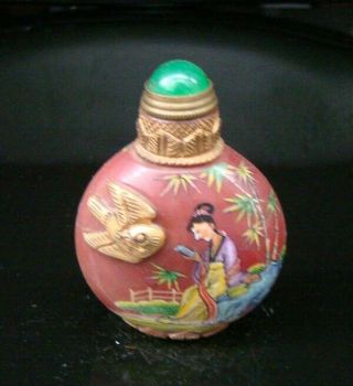 100 Handmade Carving Painting Gilt Snuff Bottles Old Peking Colored Glaze 005