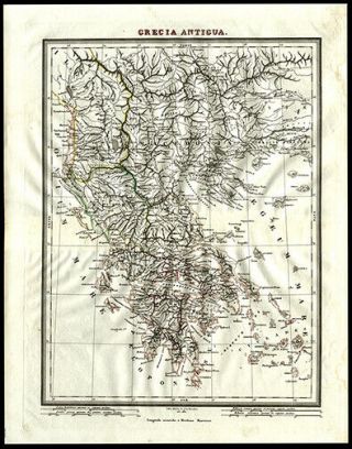 Map Of Ancient Greece 1831 Hand - Colored Adriatic & Aegian Sea Cartography