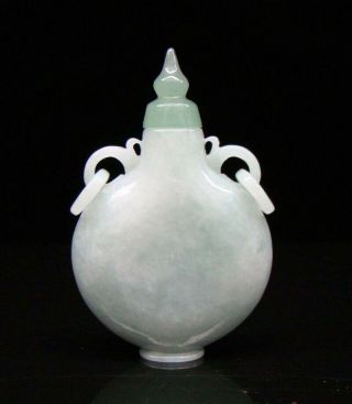 Natural Burma Jade Jadeite Hand - Carved Statue Exquisite Snuff Bottles 01