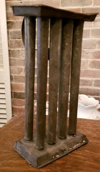Antique Primitive Tin 8 Tube Candle Mold Eight Holes 10 " Tapers Strap Handle