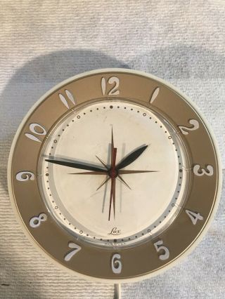 Vintage Lux Electric Wall Clock - White And Gold Burst Design - 60 