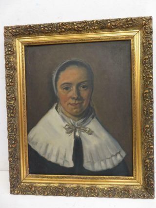 Vintage Old Painting Oil Portrait 18th C Woman