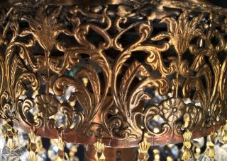 FINE ANTIQUE FRENCH NEOCLASSIC GILT BRONZE TABLE LAMP W/ AUSTRIAN CRYSTALS c1920 8