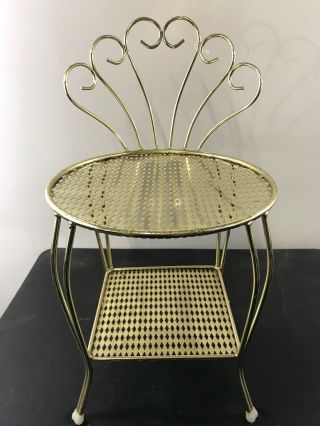 Vintage Brass Color Metal Clam Shell Vanity Chair.  K2