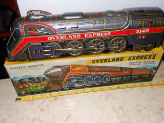 Overland Express 3140 Train Battery Operated Tin Toy Japan With Box