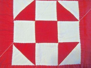 AUTHENTIC 1920 - 30s DOLL QUILT TURKEY RED & MUSLIN SHOO FLY PATTERN EXCELLENT` 7