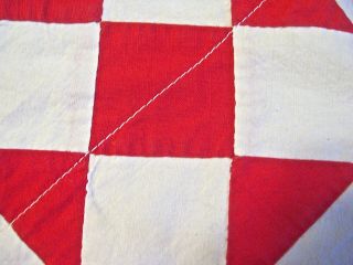 AUTHENTIC 1920 - 30s DOLL QUILT TURKEY RED & MUSLIN SHOO FLY PATTERN EXCELLENT` 8