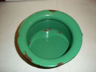 Scarce Vintage Green Enamel Childs Chamber Pot with Teddy Design 4