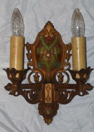 Antique Double Candle Sconce Art Deco Wall Light