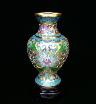 125mm Collectible Handmade Copper Brass Cloisonne Enamel Vase Deco Art