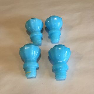 Antique Blue Glass Hoosier Knobs - Threaded Glass Drawer Pulls - 1 3/4” 39 4