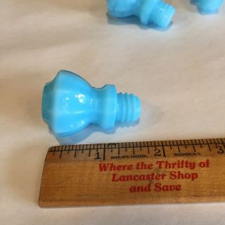Antique Blue Glass Hoosier Knobs - Threaded Glass Drawer Pulls - 1 3/4” 39 5
