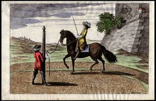 1672 German Hand - Colored Equestrian Engravings Dressage George Von Adlersflùge