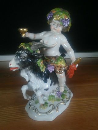 Antique A.  Kister Porcelain Figurine Boy on Goat Germany 2