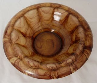 Large Vintage Art Deco Brown Cloud Glass Bowl 13 Inches
