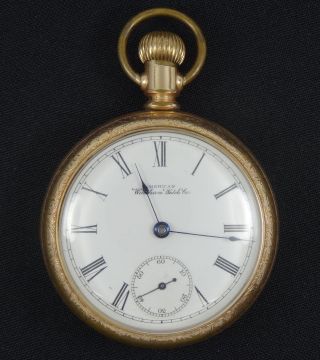 Antique Elaborate 1890 American Waltham Watch Co.  Open Face Pocket Watch