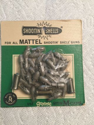 Vintage Mattel Shootin Shell Bullet Pack (3 Casings & Approx 30 Tips - Card)