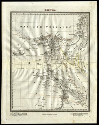 1831 Middle East Estruc Map Of Egypt Hand Colored Copper Plate Engraving