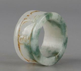Chinese Exquisite Hand - Carved Jadeite Jade Thumb Ring