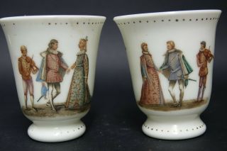 Very Interesting Old Glass Cups Hand Painted Decoration - Very Rare L@@k