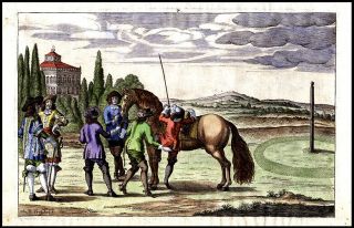 Dressage 344 Yr Old Hand - Colored Equestrian Engravings George Von Adlersflùge