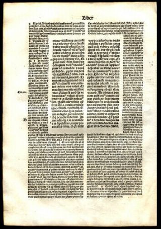 Deuteronomy 8 - 9 Land Where Food is Not Scarce 1497 Large Incunable Bible Leaf 2