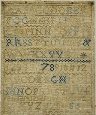 MID/LATE 19TH CENTURY ALPHABET & MOTIF SAMPLER BY ANNIE PACE - c.  1860 2