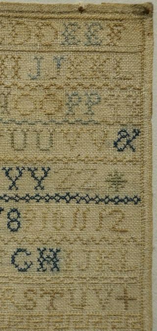 MID/LATE 19TH CENTURY ALPHABET & MOTIF SAMPLER BY ANNIE PACE - c.  1860 5