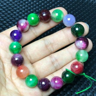 Chinese Handwork Jadeite Jade Colorful Beads Rare Collectible Rainbow Bracelet