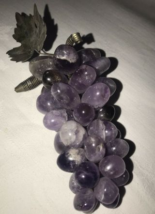 Vintage Chinese Carved Amethyst Grapes - Hardstone Fruit