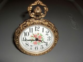 Vintage Westclox Germany Wind Up Alarm Clock 4 1/2 " High,  Roses