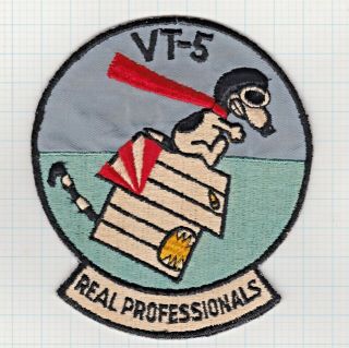 Rare Usn Flight Jacket Patch Training Squadron Vt - 5 At Saufley Field,  Fl.  1960 
