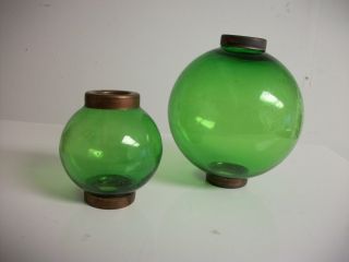 4.  5  And 2.  5  Green Glass Ball Set For Weathervanes