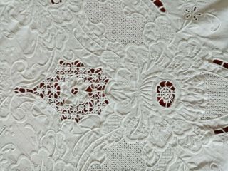 Vintage White Linen Tablecloth /bedspread 122 " X 68.  5 "