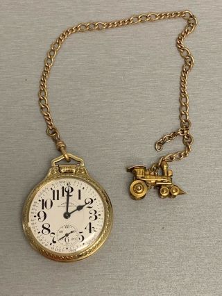 Hamilton 21 Jewel 992b16 Size R.  R.  Pocket Watch Running - Choo Choo Train Fob