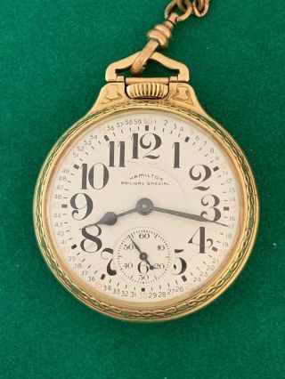 HAMILTON 21 JEWEL 992B16 SIZE R.  R.  POCKET WATCH RUNNING - CHOO CHOO TRAIN FOB 2