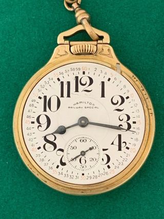 HAMILTON 21 JEWEL 992B16 SIZE R.  R.  POCKET WATCH RUNNING - CHOO CHOO TRAIN FOB 3