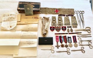 Ww2 British Medal Grouping / Military Medical Surgeon / Insignia,  Patches,  Tools