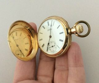 Vintage 14k Yellow Gold A.  W.  Co.  Waltham Pocket Watch - 4