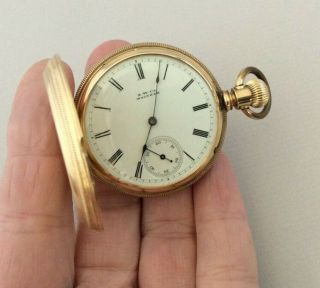Vintage 14k Yellow Gold A.  W.  Co.  Waltham Pocket Watch - 5