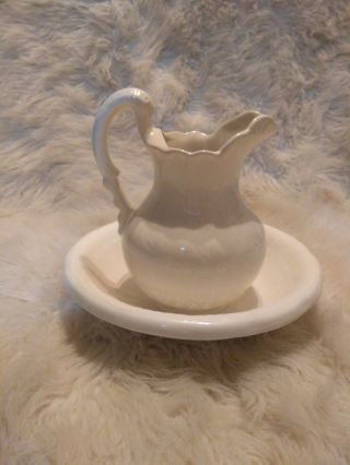Large Water Pitcher And Wash Basin Bowl Set Antique Sink White Ceramic Victorian