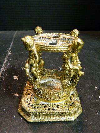 Vintage Matson Gold Ormolu Cherub Toothbrush Holder 3.  25 