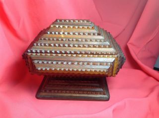 Tramp Art Pyramid Trinket Or Cigar Footed Box