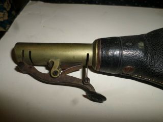 Antique Leather & Brass Powder Flask Civil War Era 2 - 1/2 Pound Capacity