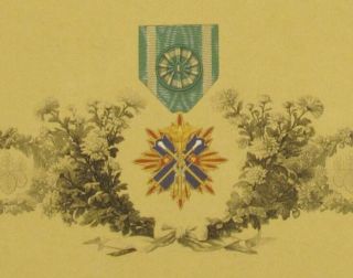 Japanese Order of the Golden Kite 4th Class Document - Rosette Variety 2