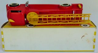 50 ' S RARE FIRE TRUCK PLASTIC FIRE ENGINE WIND UP TOY BOX BY FLEX WARE 10.  25 